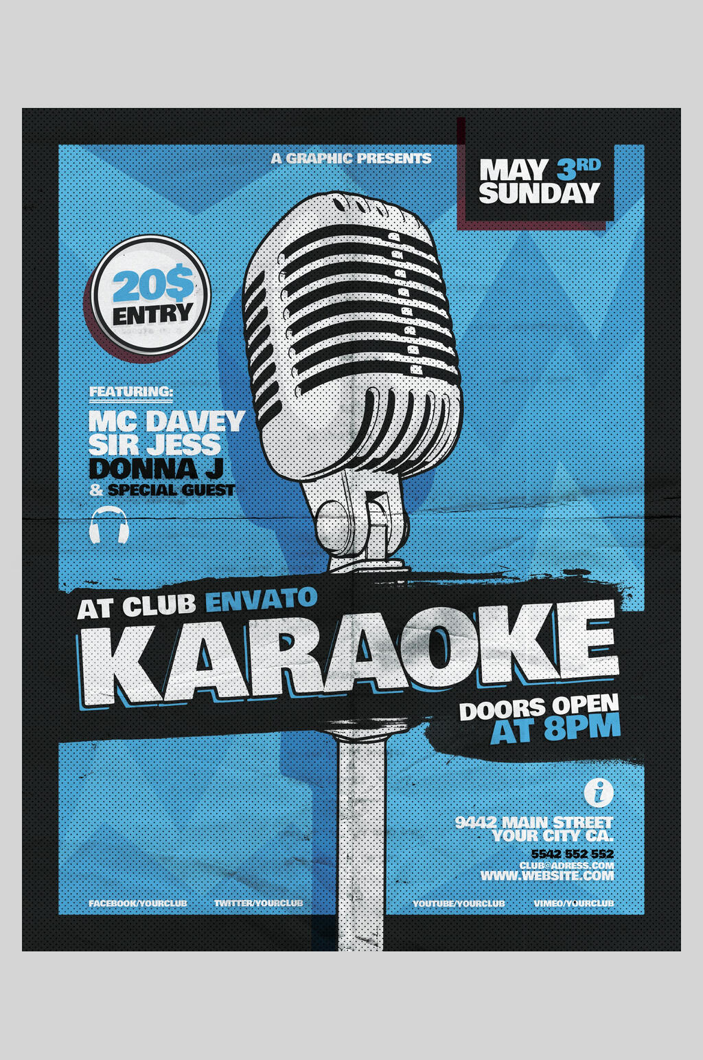 视觉美观的创意复古时尚话筒海报素材下载,本次作品主题是平面广告