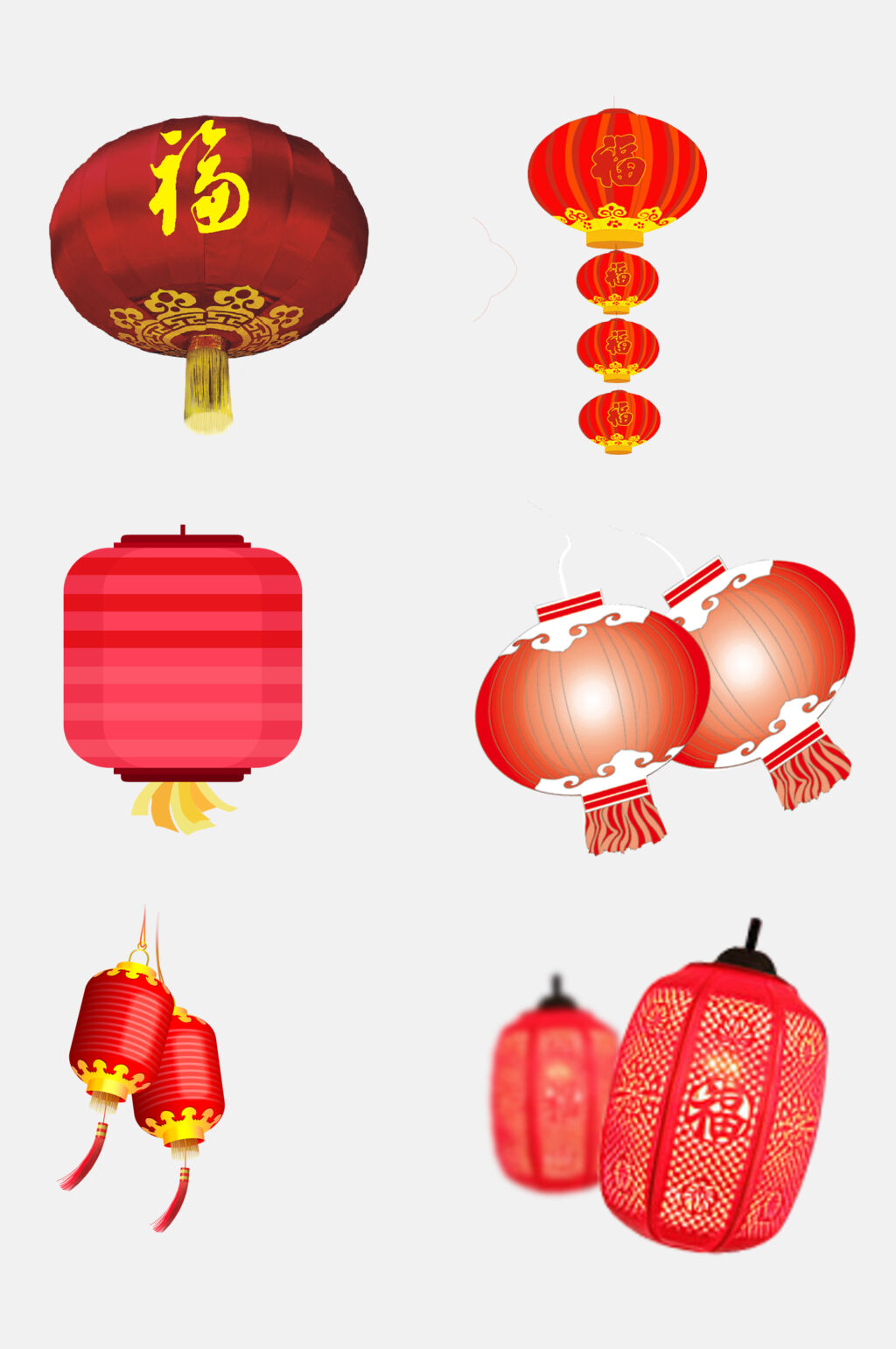 红色喜庆古风红灯笼免抠素材素材