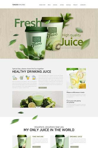 绿色时尚端果汁饮料饮品网页电商首页