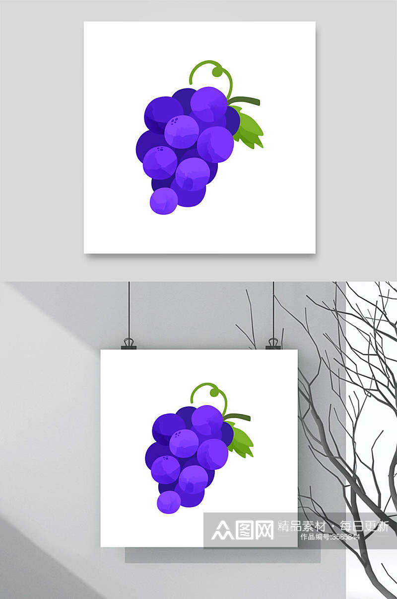 手绘卡通葡萄水果矢量素材素材