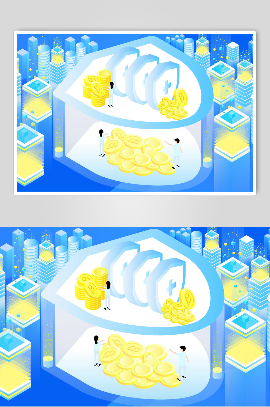 虚拟货币未来科技商务场景素材素材