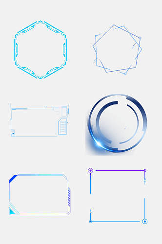 炫彩时尚科技边框免抠素材