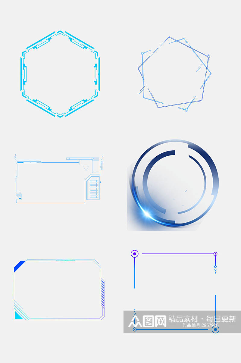 炫彩时尚科技边框免抠素材素材
