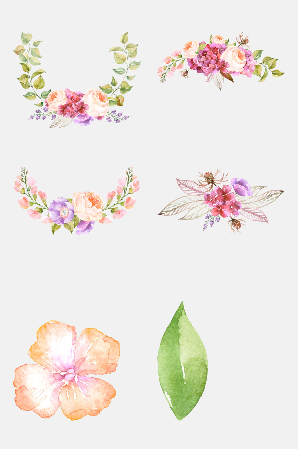 唯美水彩手绘鲜花花卉植物免抠设计素材素材