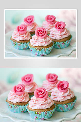 粉色奶油甜品蛋糕图片