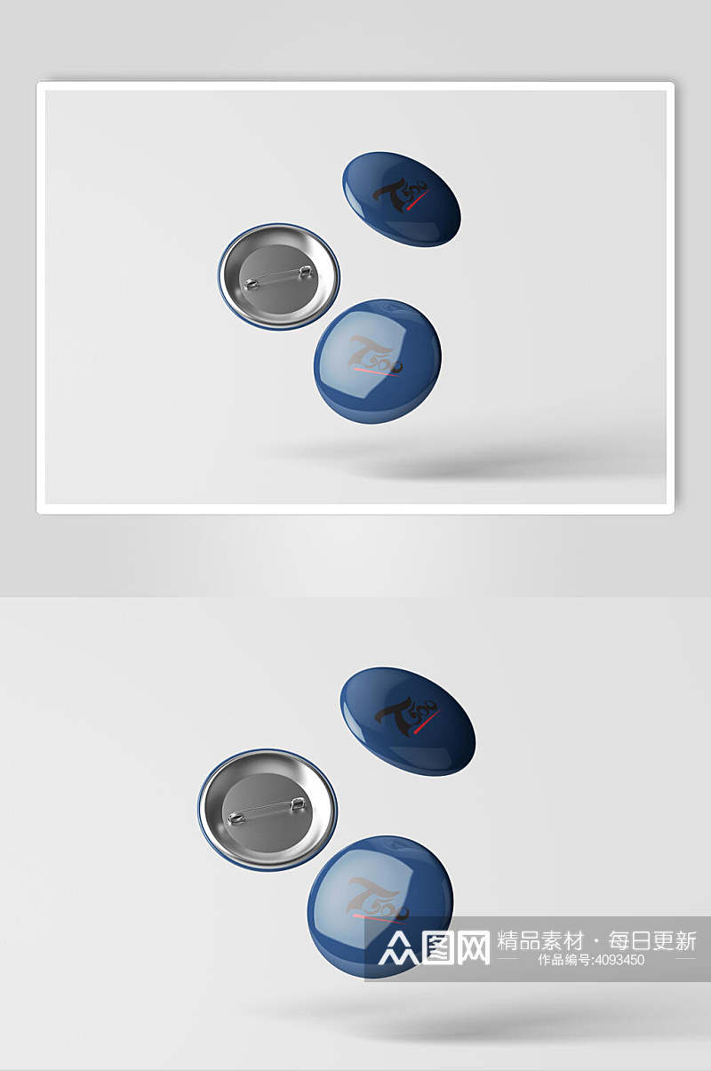 蓝色圆形网红餐饮业VI系列设计样机素材
