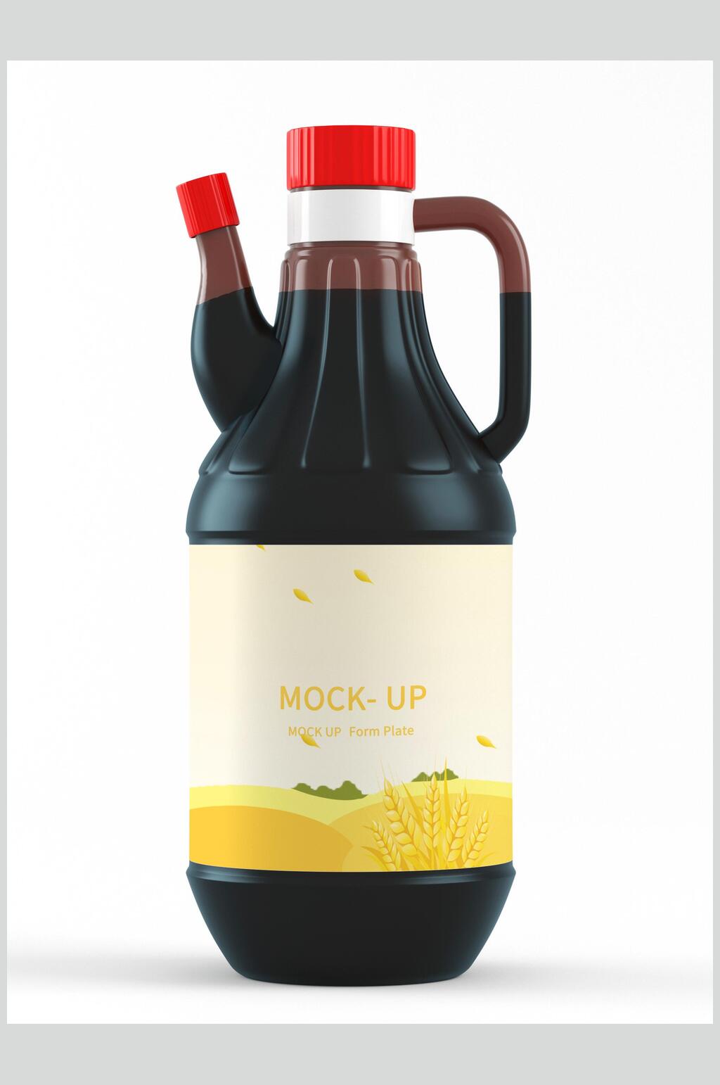 黄色瓶子立体留白酱油玻璃瓶样机素材