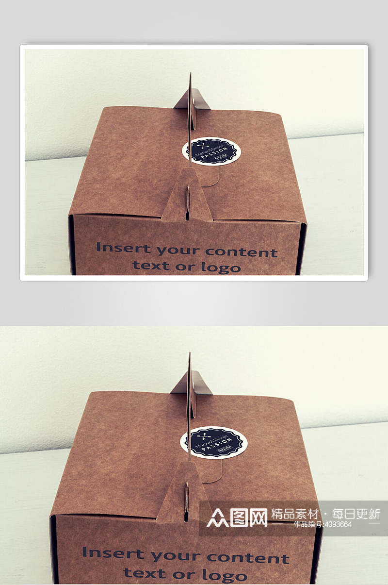 手提英文字母硬壳蛋糕包装盒样机素材