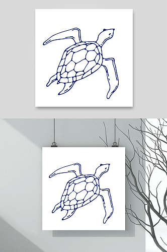 创意乌龟海洋生物手绘矢量素材
