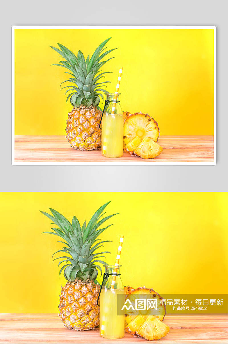菠萝果汁夏日清凉摄影图素材