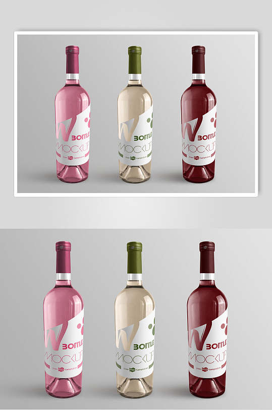 红酒瓶包装标签贴图样机