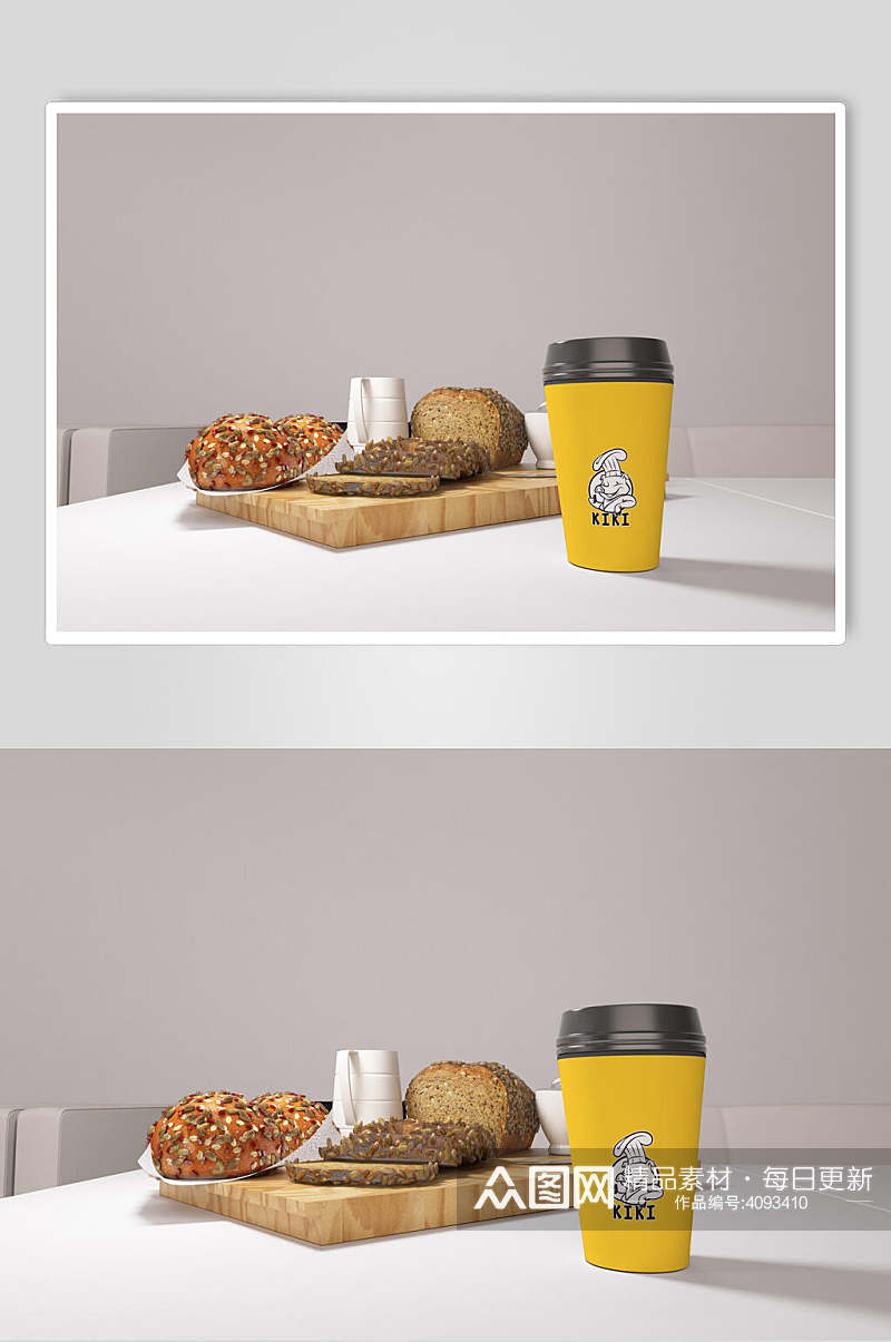 面包杯子网红餐饮业VI系列设计样机素材