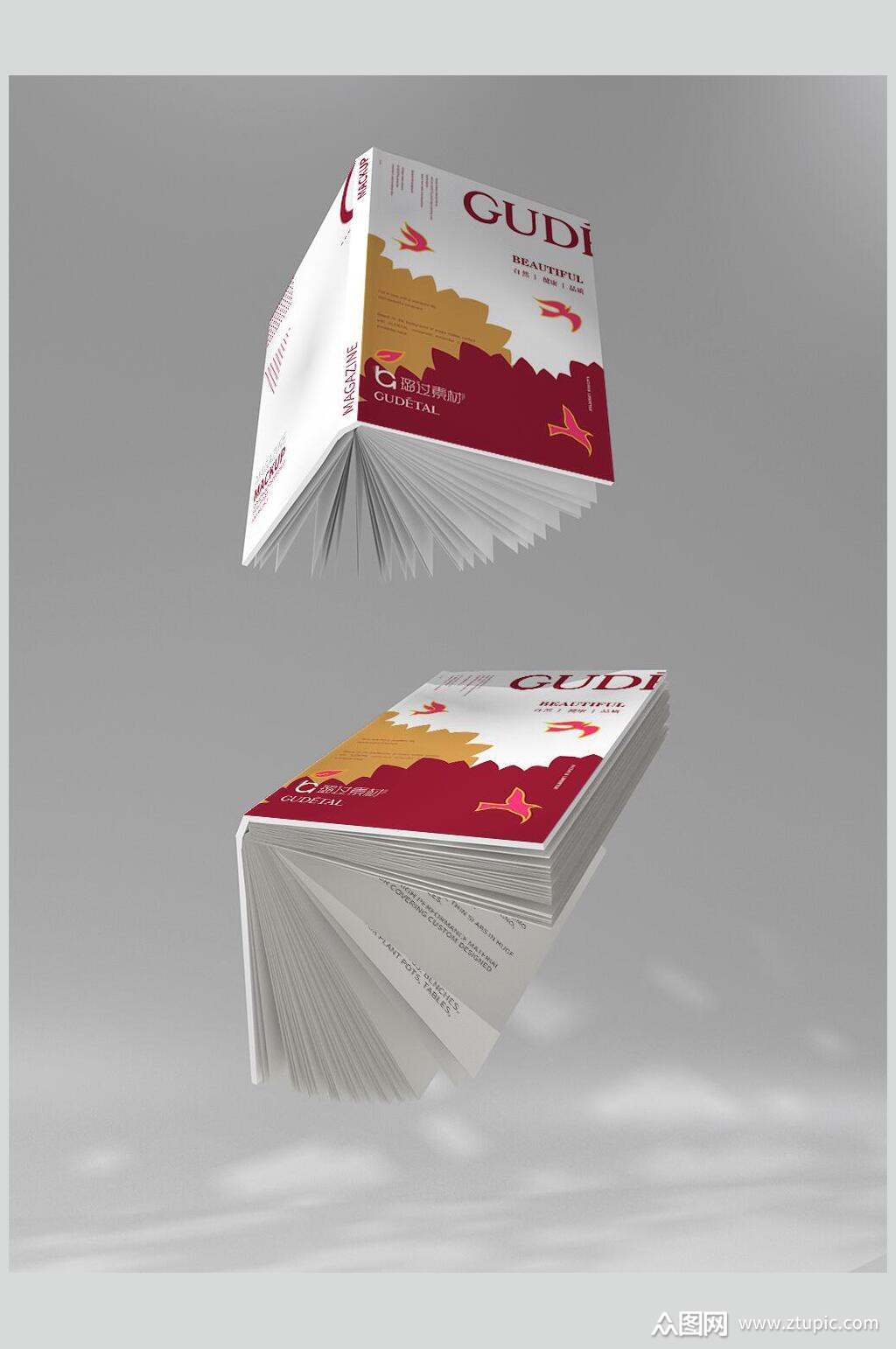 打开掉落精装硬壳书籍装帧封面样机素材