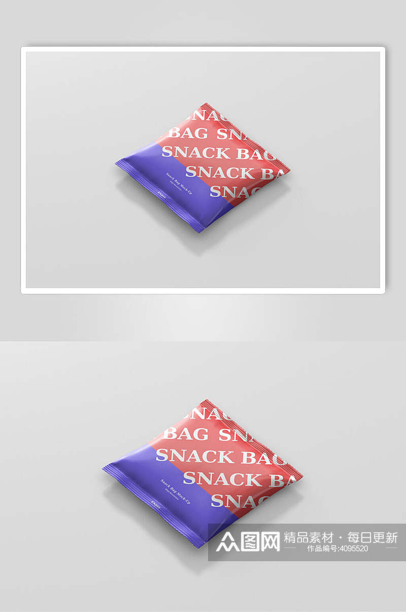 红紫字母设计膨化食品包装样机素材