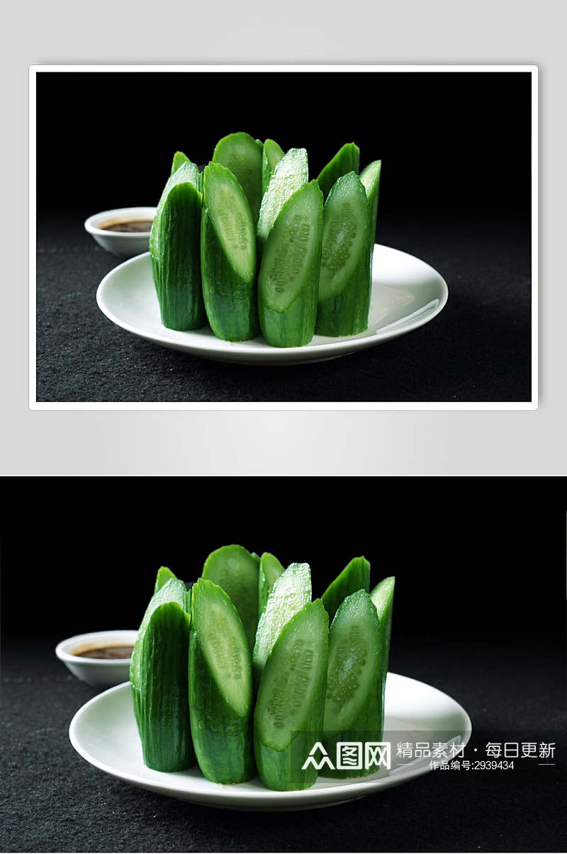 新鲜有机黄瓜凉菜素材冷拼食品高清图片素材