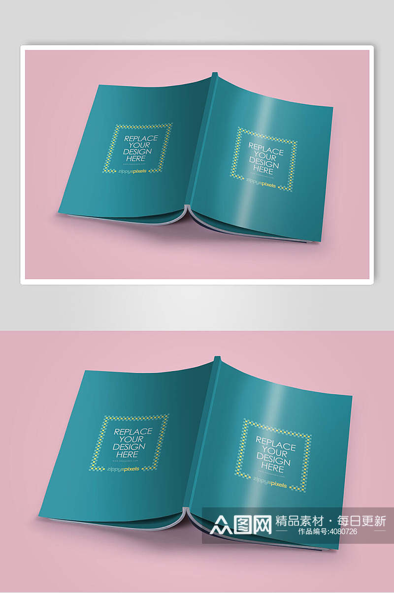 粉蓝清新高端创意简约书籍封面样机素材