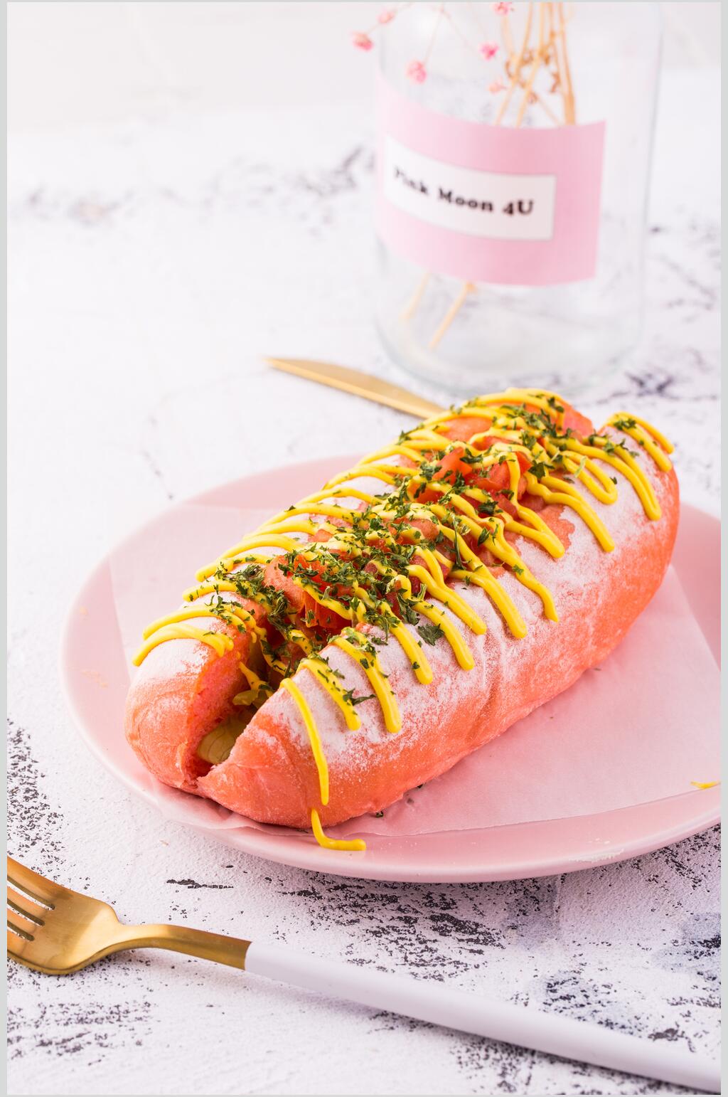 粉色美食面包素材图片素材