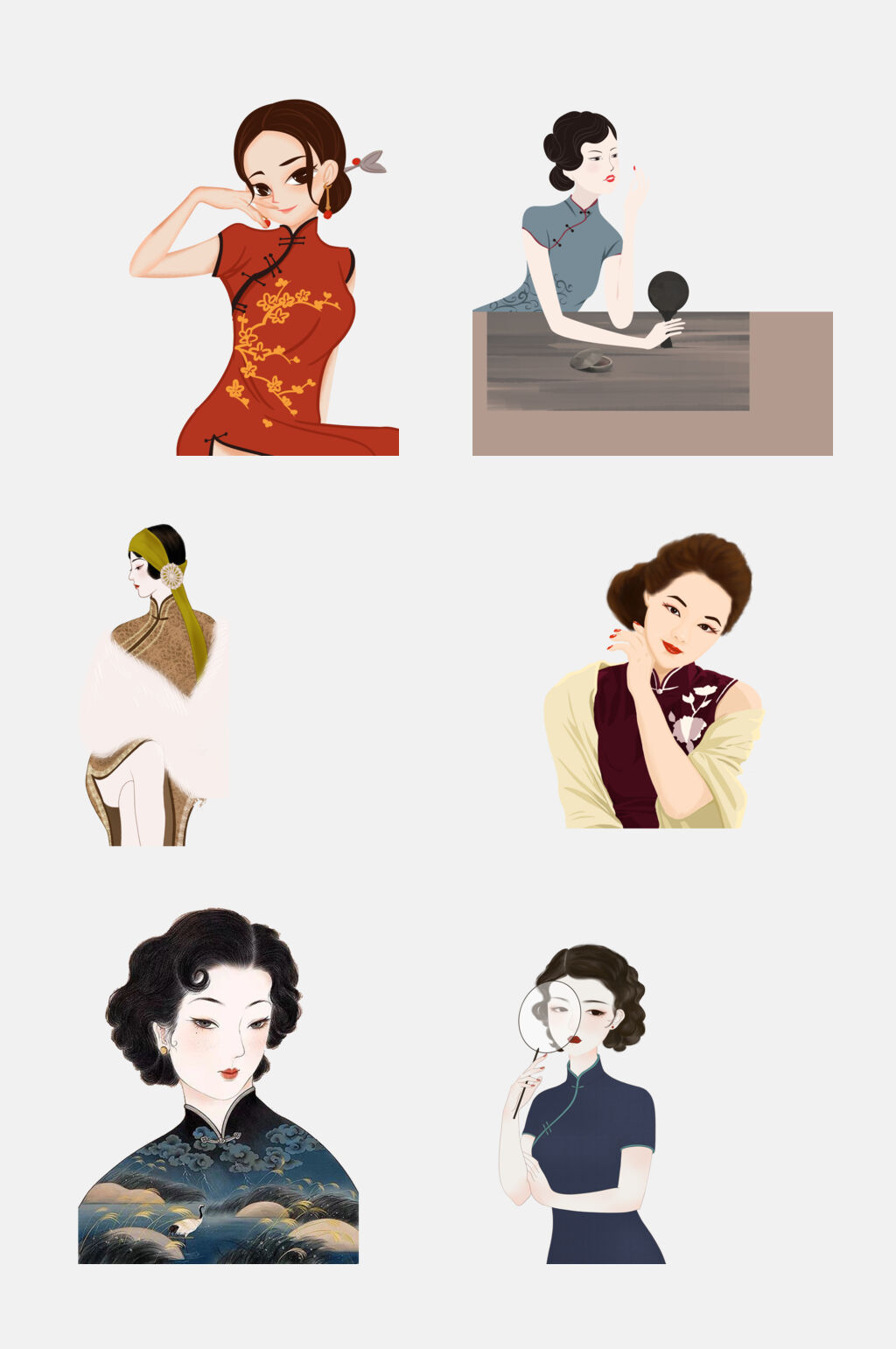 优雅气质旗袍美女免抠素材素材