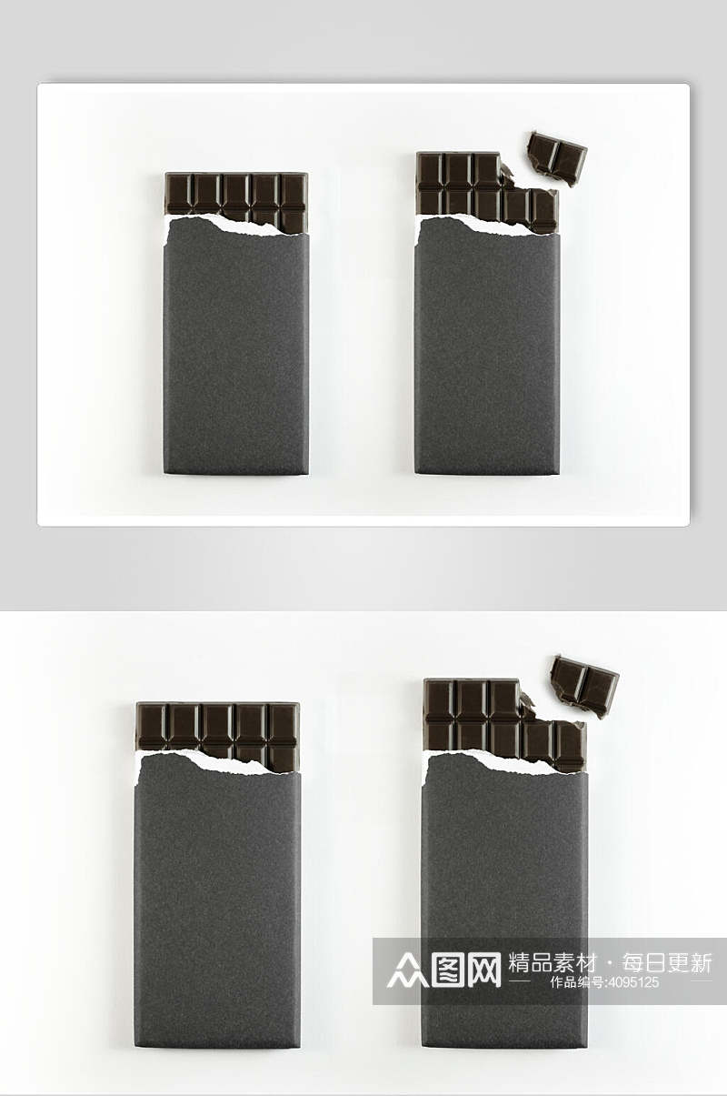 巧克力块方形深棕食品零食包装样机素材