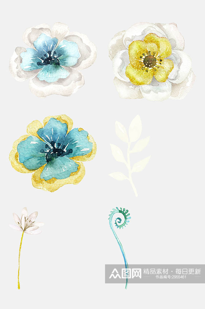 水彩手绘花朵花卉植物免抠设计素材素材