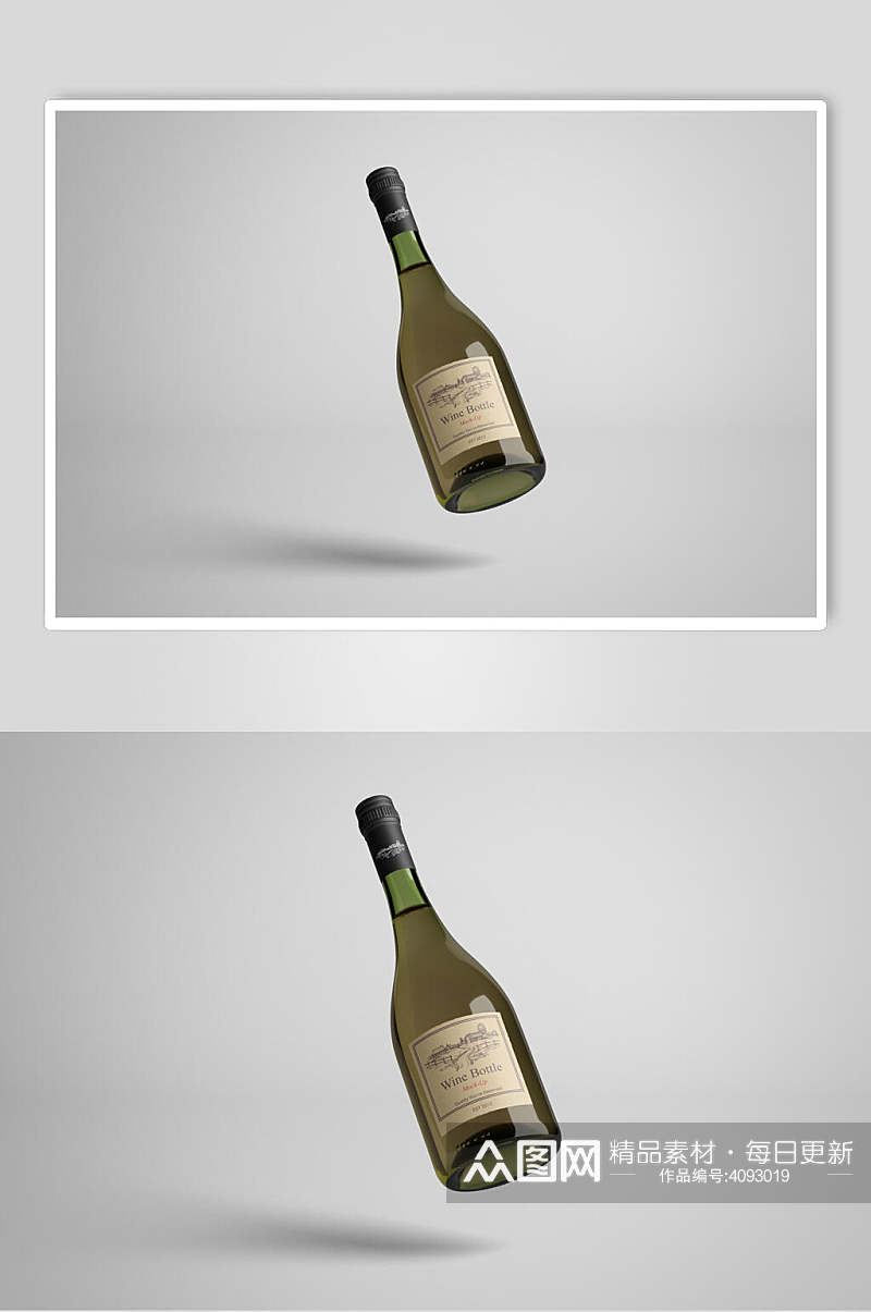 瓶子黄色高清留白红酒香槟展示样机素材