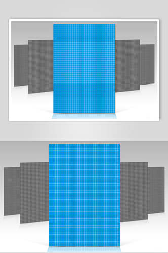 线条蓝白立体网页多页面展示样机