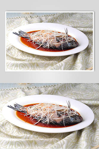 美味清蒸鱼海鲜生鲜图食品摄影片