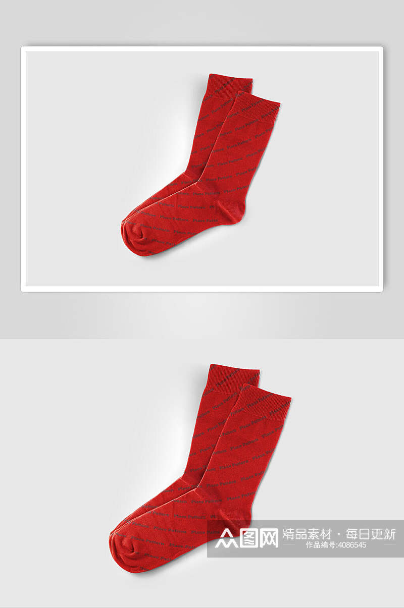 经典红色喜庆袜子图案包装样机素材