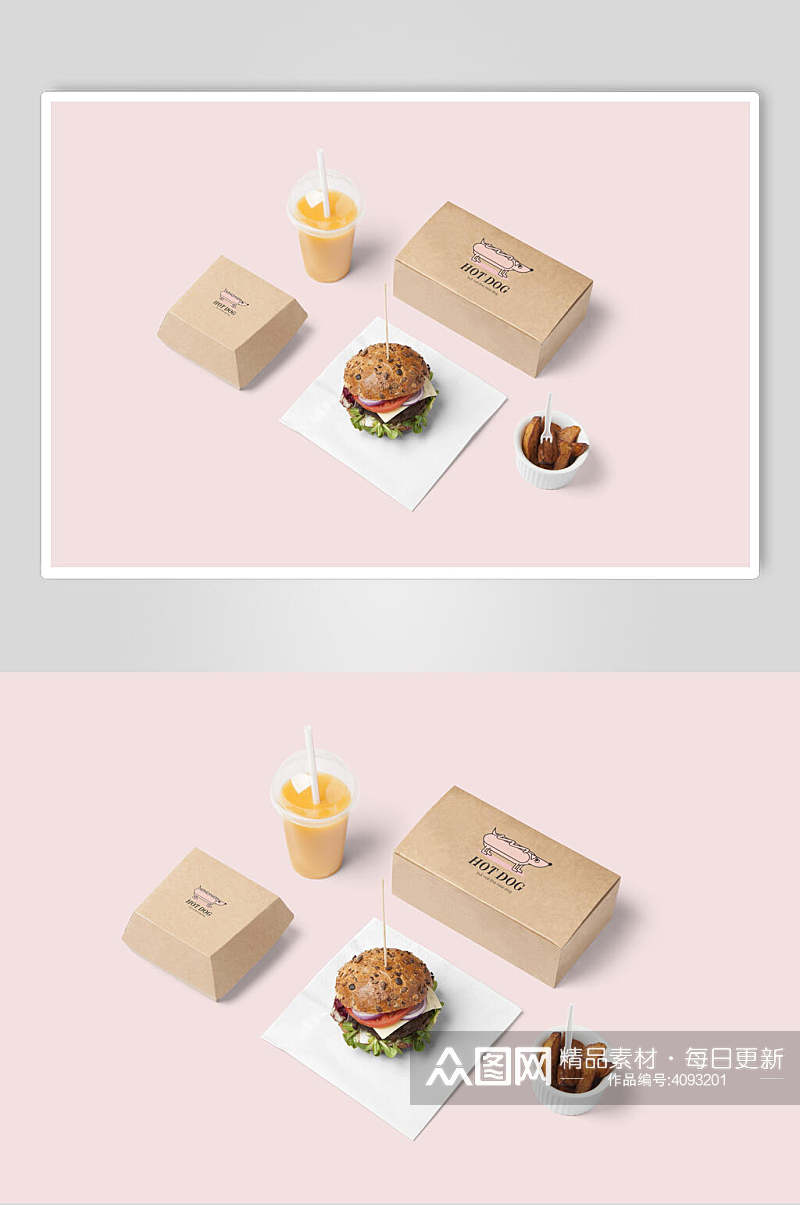 汉堡盒子网红餐饮业VI系列设计样机素材