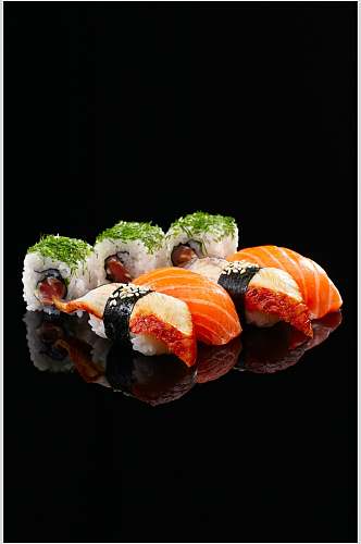 三文鱼鳗鱼拼盘寿司美食图片