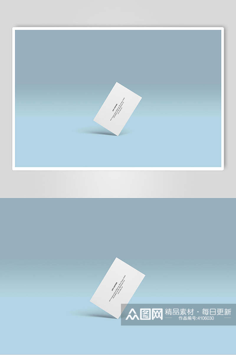 悬空蓝白高端创意清新名片卡片样机素材