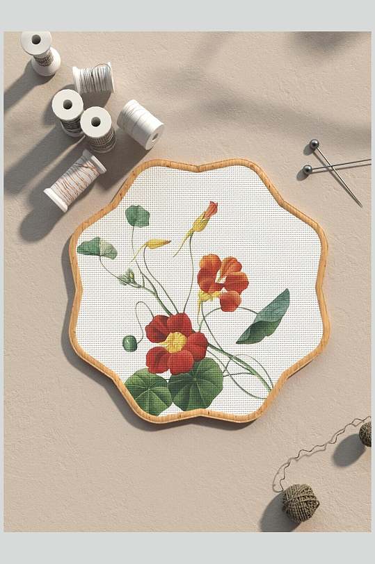 布艺女工花瓣形刺绣展示样机