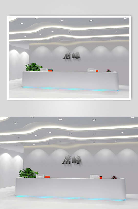 简约洁白企业形象墙样机