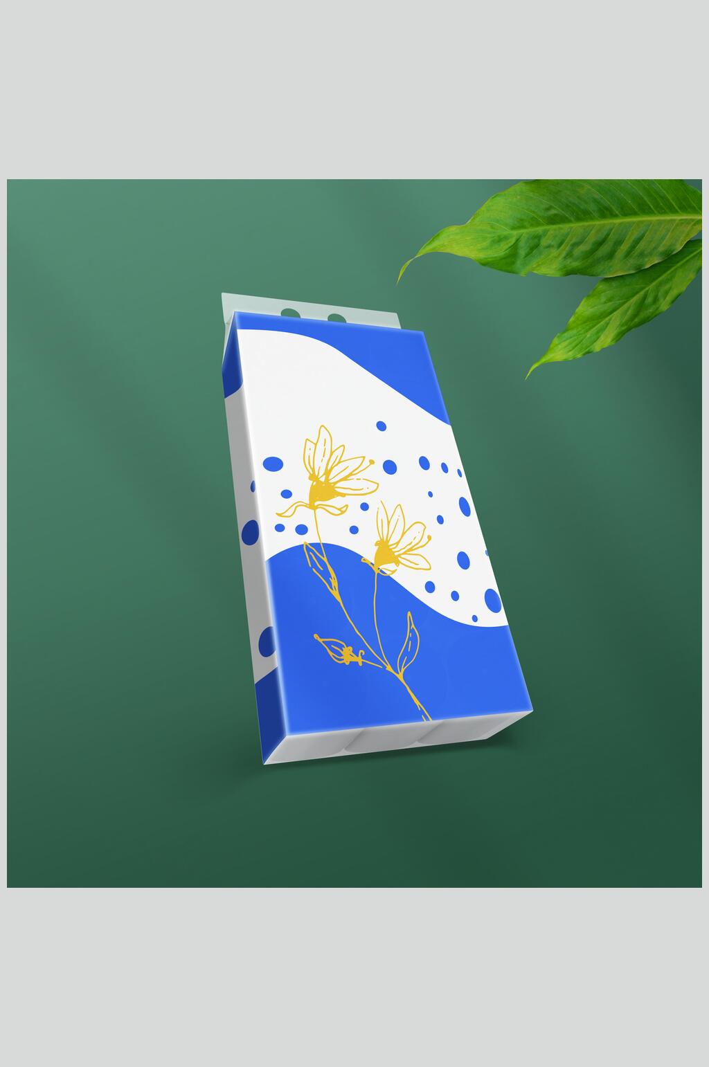 叶子花朵创意高端手提卷纸包装样机素材