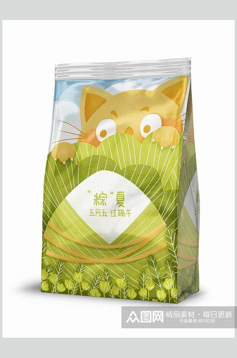 美食粽子零食塑料包装袋样机素材