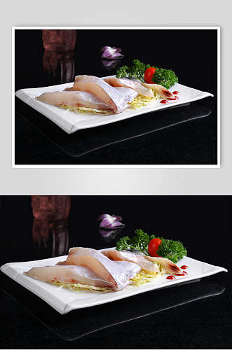 清新鱼块海鲜生鲜食品摄影图片