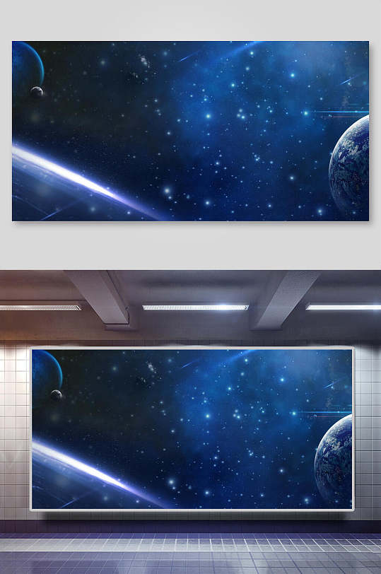 时尚渐变蓝黑科技数据海报背景素材