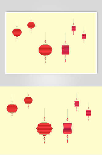 折纸式红灯笼中式图纹元素素材