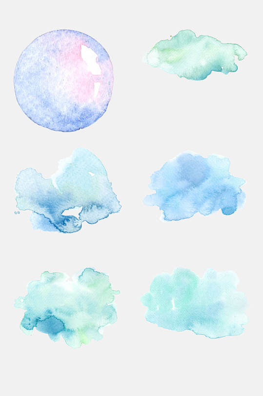 唯美水彩晕染气泡免抠素材