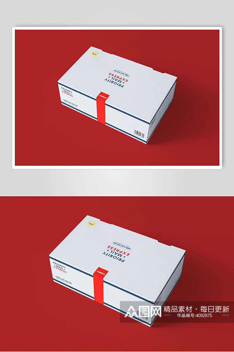红白简约英文高清留白纸盒鞋盒样机素材