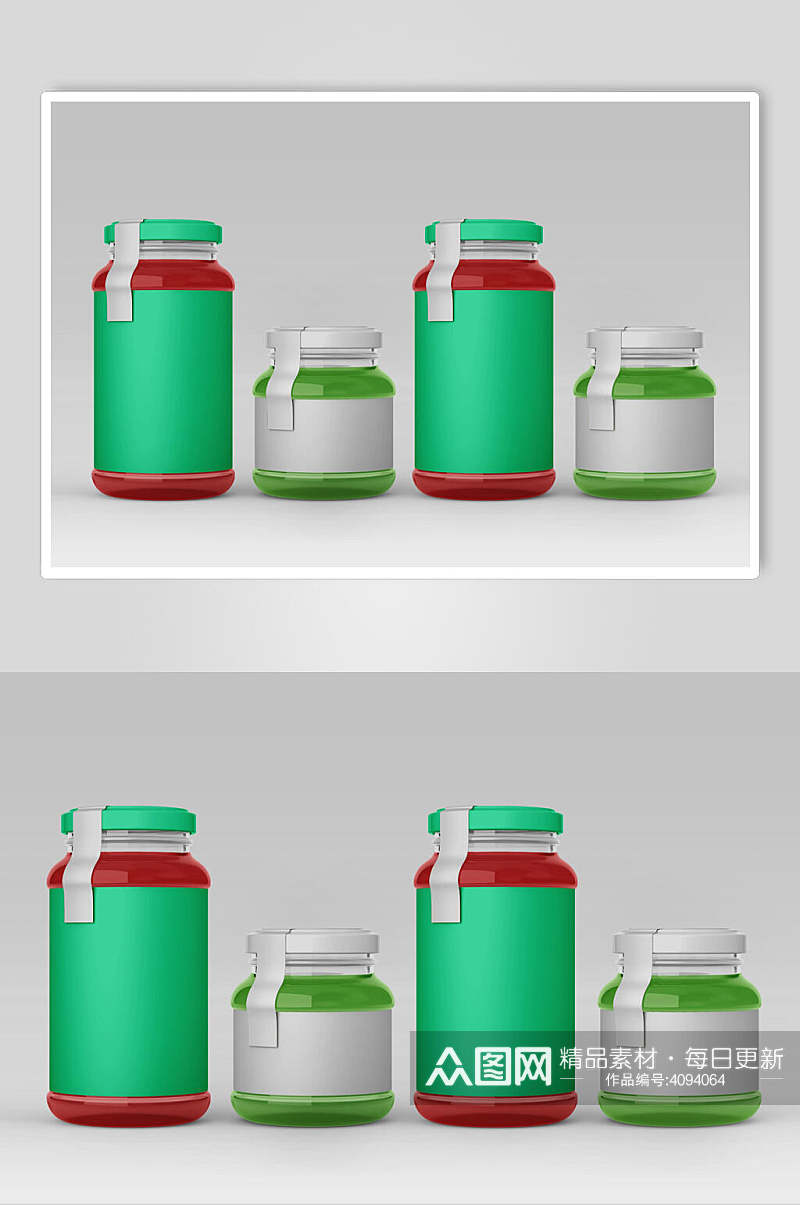 杯子绿色立体留白蜂蜜玻璃罐样机素材