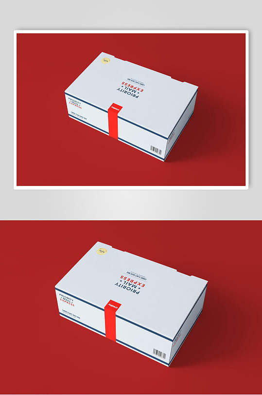 红白英文高清留白纸箱纸盒包装样机