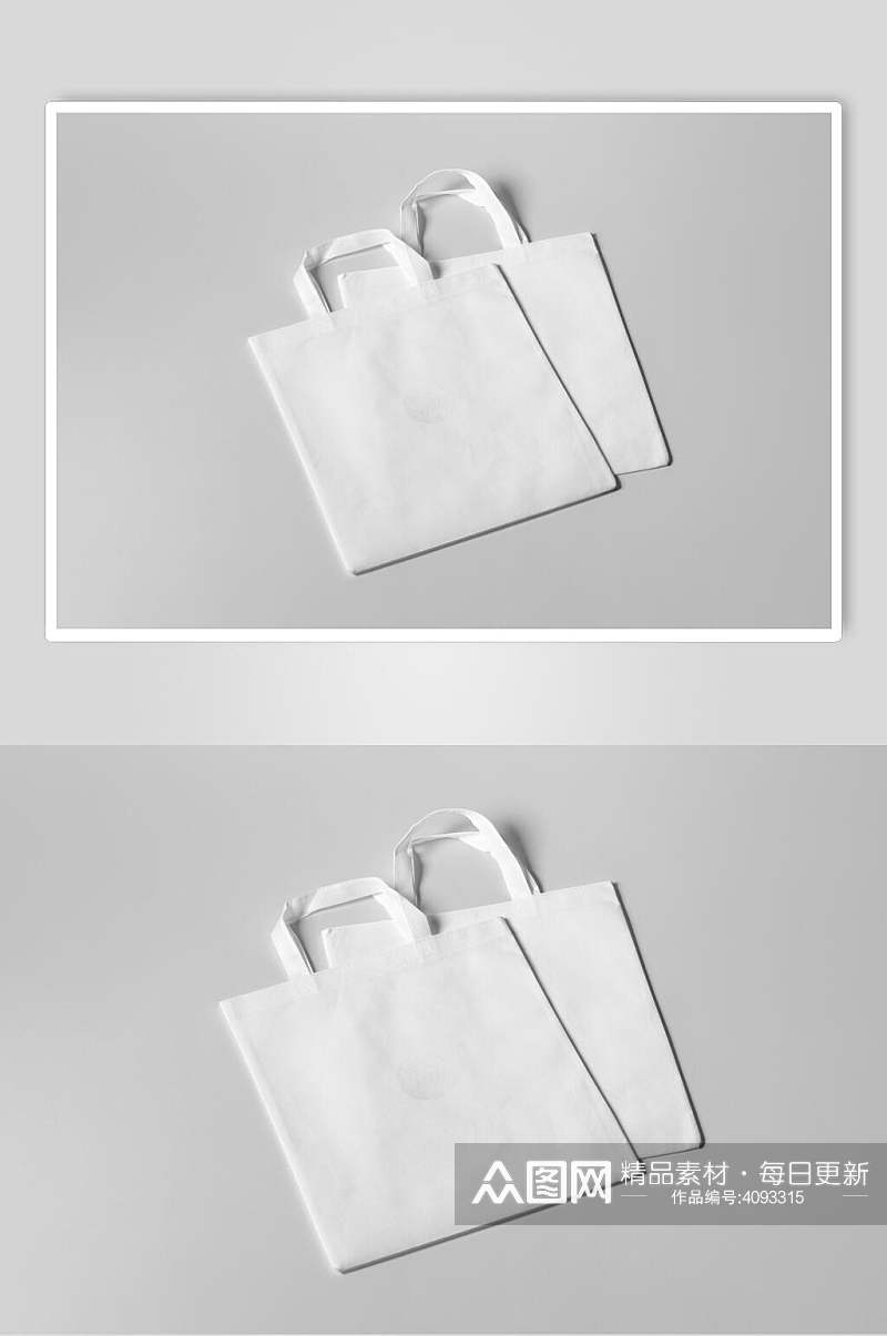 手提高端时尚阴影白色纸袋展示样机素材