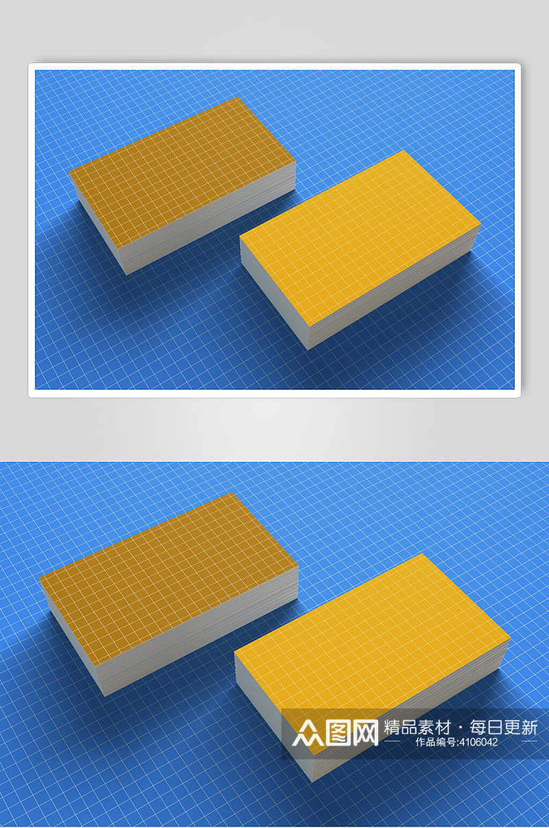 线条蓝黄高端创意清新名片卡片样机素材