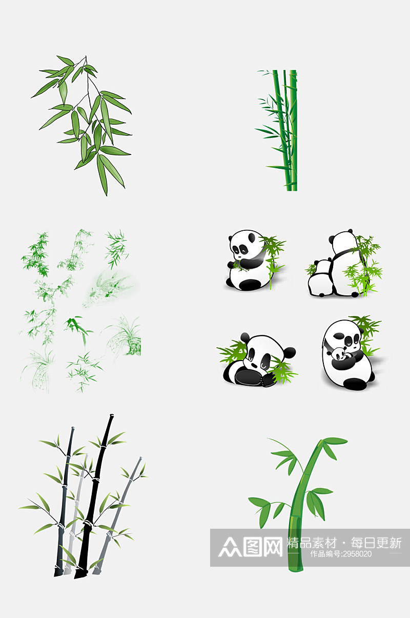 熊猫动物竹子竹叶免抠素材素材
