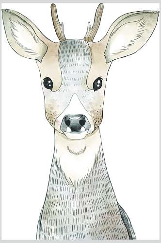 简约创意卡通手绘小鹿矢量素材