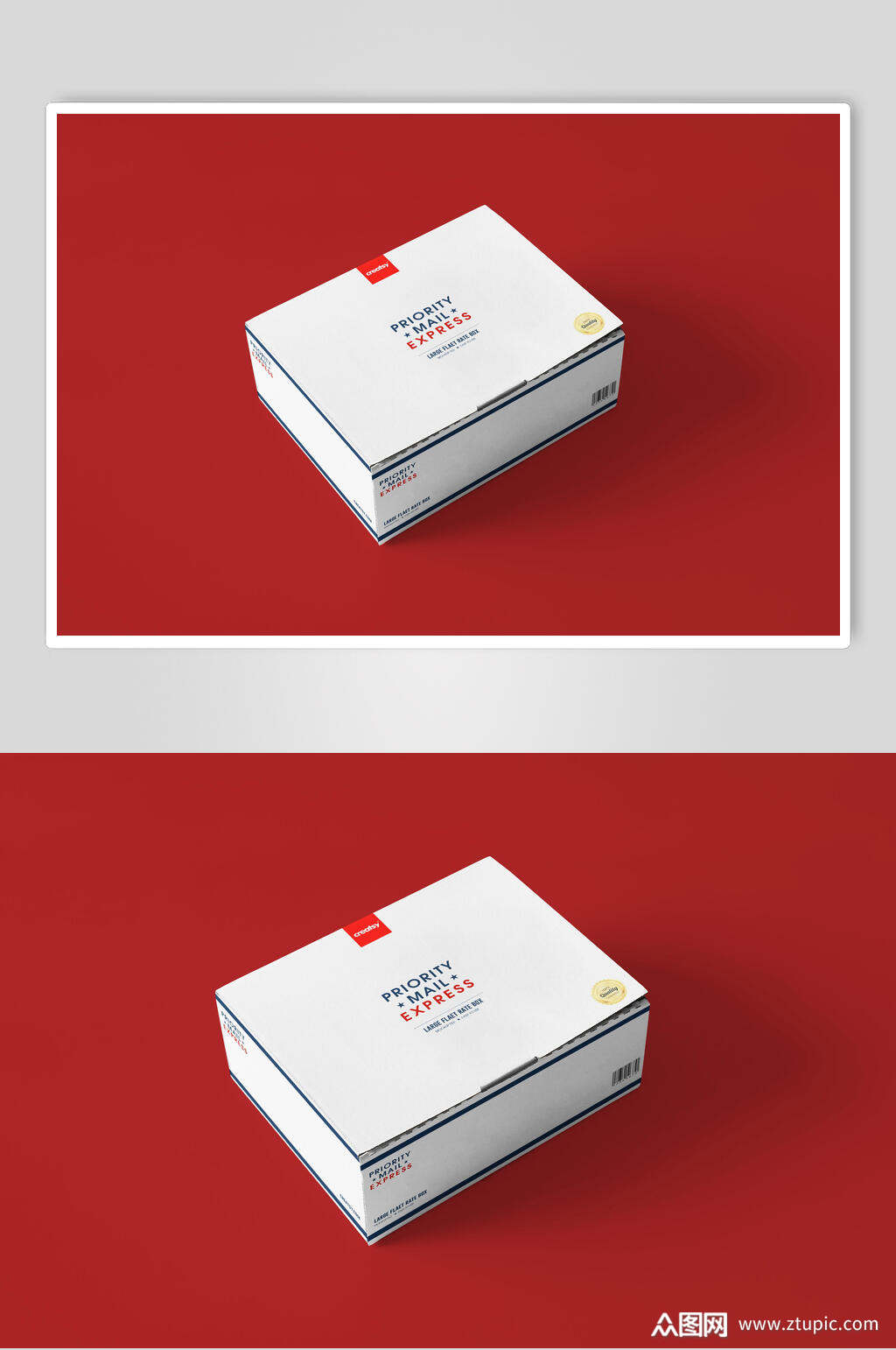 红白立体留白简约阴影纸盒鞋盒样机