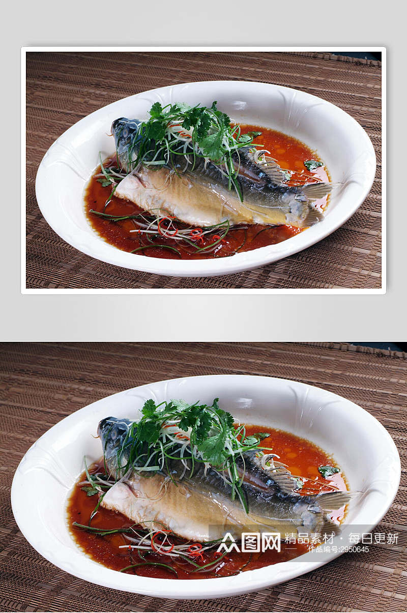 螃蟹清蒸鱼海鲜生鲜食品摄影图片素材