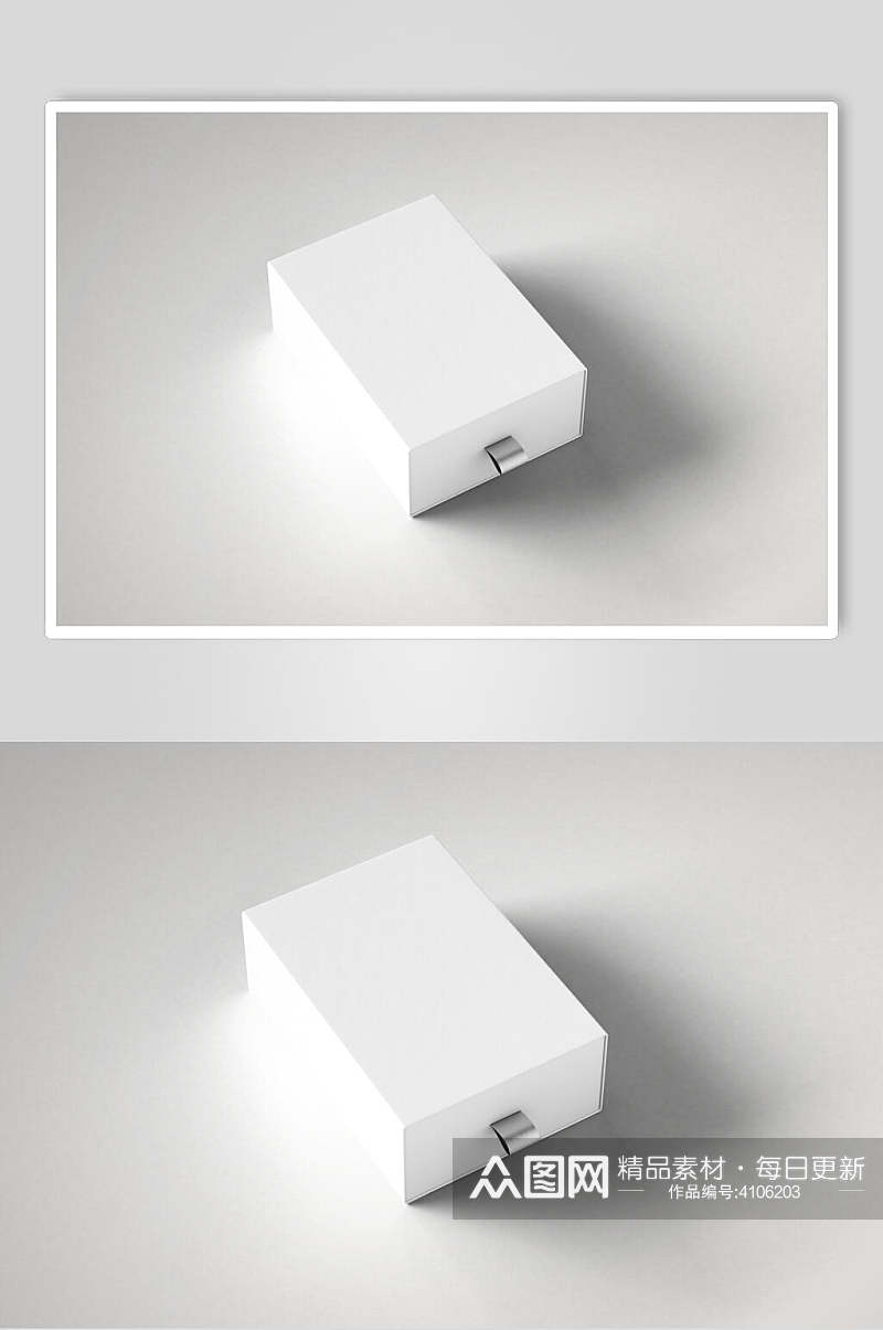 纯白色扁型抽盒样机素材