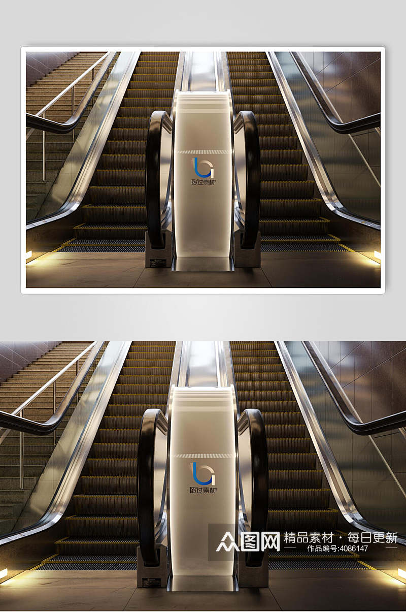 商务现代地铁电梯灯箱广告样机素材